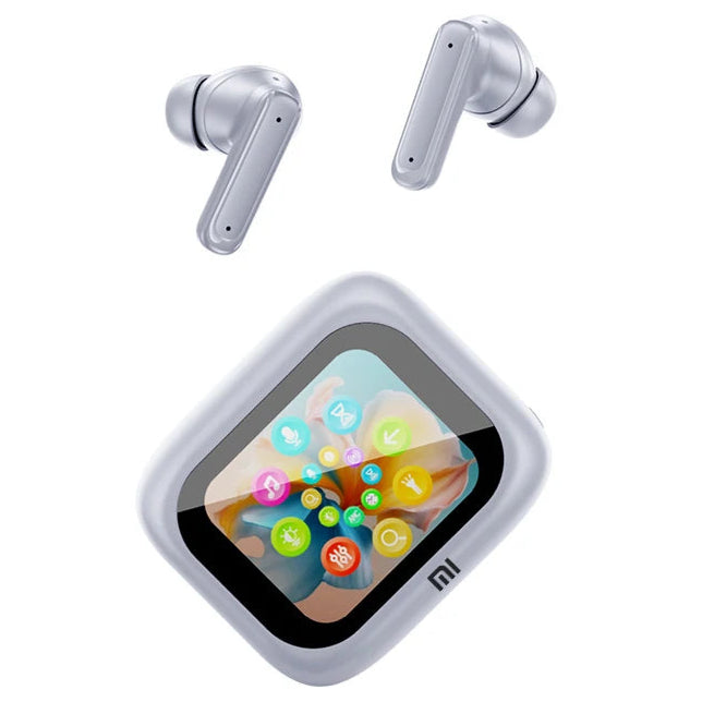 Auriculares Bluetooth XIAOMI E18 Pro prateados com ecrã LED sensível ao toque  Auriculares Bluetooth XIAOMI E18 Pro prateados com ecrã LED sensível ao toque